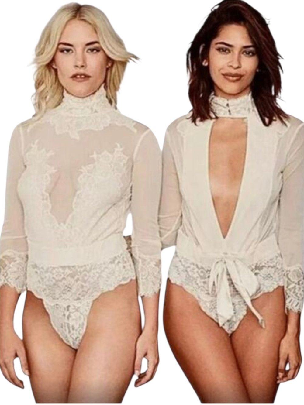 WE ARE HAH-Reversible Take Hah Bow Bodysuit in La Crem Sz XL - Picture 2 of 11